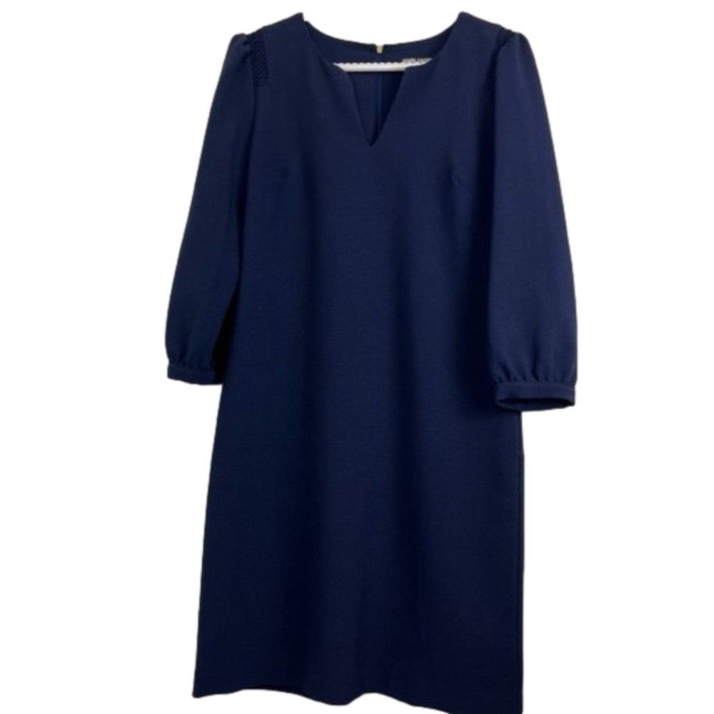 Karl Lagerfeld Navy Blue Dress w/ Pearl Button 3/4" Sleeves